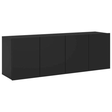 vidaXL Ντουλάπια Τοίχου Τηλεόρασης 2 τεμ. Μαύρα 60x30x41cm