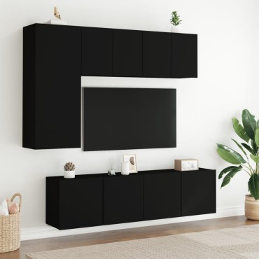 vidaXL Ντουλάπια Τοίχου Τηλεόρασης 2 τεμ. Μαύρα 60x30x41cm