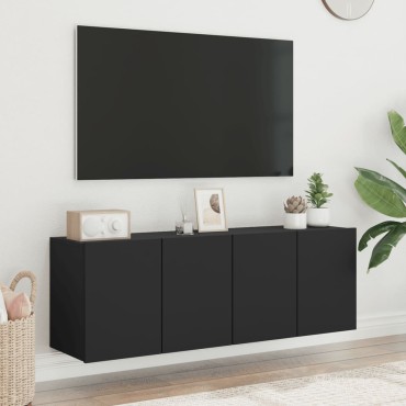 vidaXL Ντουλάπια Τοίχου Τηλεόρασης 2 τεμ. Μαύρα 60x30x41cm