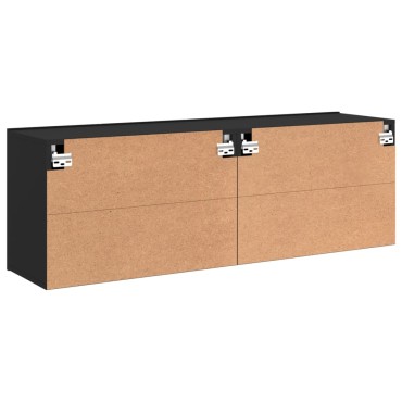 vidaXL Ντουλάπια Τοίχου Τηλεόρασης 2 τεμ. Μαύρα 60x30x41cm