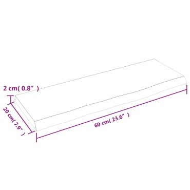 vidaXL Ράφι Τοίχου 60x20x2cm από Ακατέργαστο Μασίφ Ξύλο Δρυός 1 τεμ.