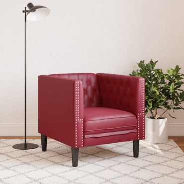 vidaXL Πολυθρόνα Chesterfield Μπορντό από Συνθετικό Δέρμα 71x74,5x70,5cm 1 τεμ. Γωνιακός