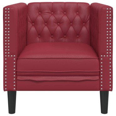 vidaXL Πολυθρόνα Chesterfield Μπορντό από Συνθετικό Δέρμα 71x74,5x70,5cm 1 τεμ. Γωνιακός