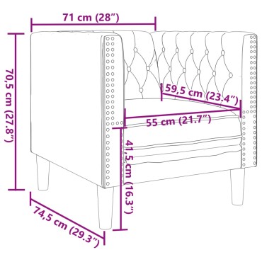 vidaXL Πολυθρόνα Chesterfield Μπορντό από Συνθετικό Δέρμα 71x74,5x70,5cm 1 τεμ. Γωνιακός