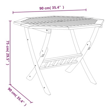 vidaXL Τραπέζι Κήπου Πτυσσόμενο 90x75cm Μασίφ Ξύλο Ακακίας 1 τεμ.