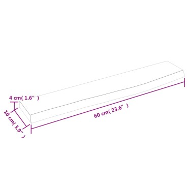 vidaXL Ράφι Τοίχου Ανοιχτό Καφέ 60x10x4cm Επεξεργ. Μασίφ Ξύλο Δρυός 1 τεμ.