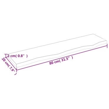 vidaXL Ράφι Τοίχου 80x20x2cm από Ακατέργαστο Μασίφ Ξύλο Δρυός 1 τεμ.