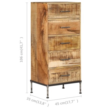 vidaXL Συρταριέρα 45x35x106cm από Μασίφ Ξύλο Μάνγκο 1 τεμ.
