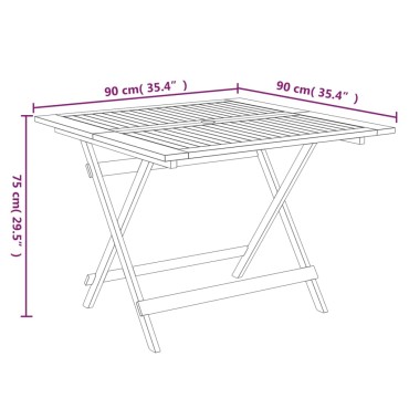 vidaXL Τραπέζι Κήπου Πτυσσόμενο 90x90x75cm Μασίφ Ξύλο Ακακίας 1 τεμ.