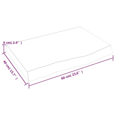 vidaXL Επιφ .Τραπεζιού Αν. Καφέ 60x40x(2-6)cm Επεξ. Μασίφ Ξύλο Δρυός