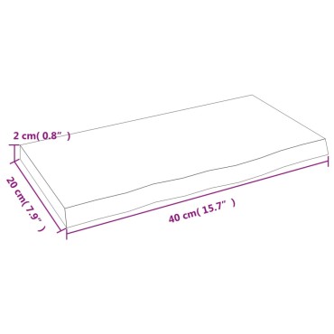 vidaXL Ράφι Τοίχου 40x20x2cm από Ακατέργαστο Μασίφ Ξύλο Δρυός 1 τεμ.