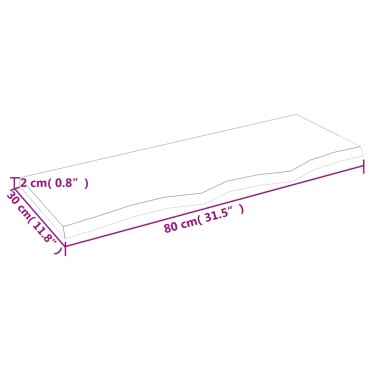 vidaXL Πάγκος Μπάνιου 80x30x2 εκ. από Ακατέργαστο Μασίφ Ξύλο