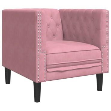 vidaXL Πολυθρόνα Chesterfield Ροζ Βελούδινη 71x74,5x70,5cm 1 τεμ. Γωνιακός