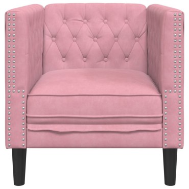 vidaXL Πολυθρόνα Chesterfield Ροζ Βελούδινη 71x74,5x70,5cm 1 τεμ. Γωνιακός
