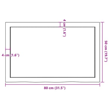 vidaXL Πάγκος Μπάνιου 80x50x(2-6) εκ. από Ακατέργαστο Μασίφ Ξύλο