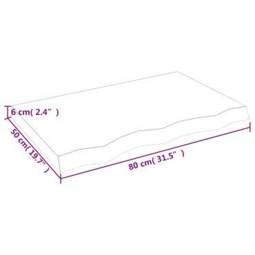 vidaXL Ράφι Τοίχου 80x50x(2-6)cm από Ακατέργαστο Μασίφ Ξύλο Δρυός 1 τεμ.