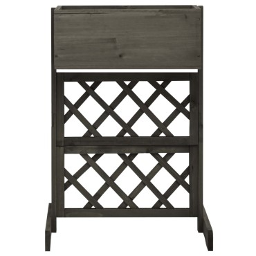 vidaXL Γλάστρα Κήπου με Καφασωτό Γκρι 45x30x74 εκ. Ξύλο Ελάτης