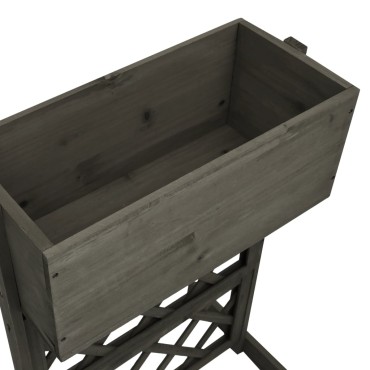 vidaXL Γλάστρα Κήπου με Καφασωτό Γκρι 45x30x74 εκ. Ξύλο Ελάτης