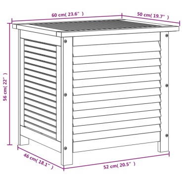vidaXL Μπαούλο Αποθήκευσης Κήπου 60x50x56cm από Μασίφ Ξύλο Ακακίας 1 τεμ.