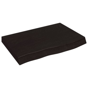 vidaXL Ράφι Τοίχου Σκούρο Καφέ 60x40x(2-6)cm Επεξ. Μασίφ Ξύλο Δρυός 1 τεμ.