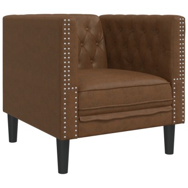 vidaXL Πολυθρόνα Chesterfield Καφέ από Συνθετικό Καστόρι 71x74,5x70,5cm 1 τεμ. Γωνιακός