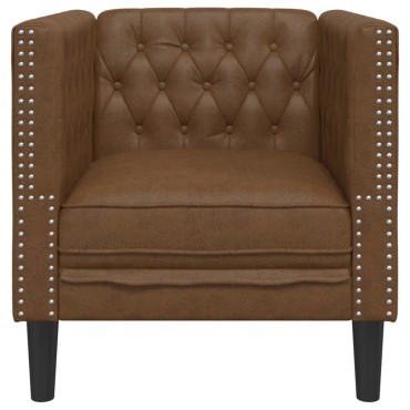vidaXL Πολυθρόνα Chesterfield Καφέ από Συνθετικό Καστόρι 71x74,5x70,5cm 1 τεμ. Γωνιακός