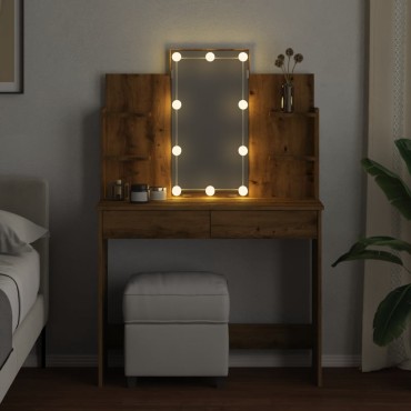 vidaXL Μπουντουάρ με LED Φώτα τεχνίτης Δρυς 96x40x142cm 1 τεμ.