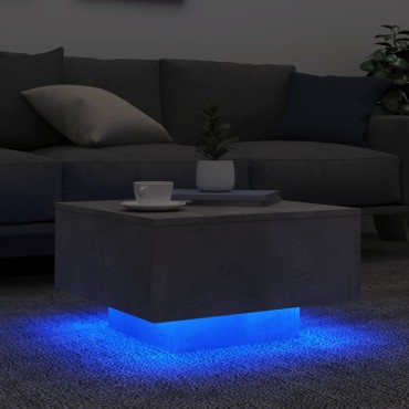 vidaXL Τραπεζάκι Σαλονιού με Φώτα LED Γκρι Σκυροδέματος 55x55x31cm 1 τεμ.