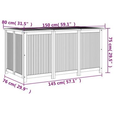 vidaXL Μπαούλο Αποθήκευσης Κήπου 150x80x75cm από Μασίφ Ξύλο Ακακίας 1 τεμ.