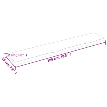 vidaXL Ράφι Τοίχου Ανοιχτό Καφέ 100x20x2cm Επεξεργ. Μασίφ Ξύλο Δρυός 1 τεμ.