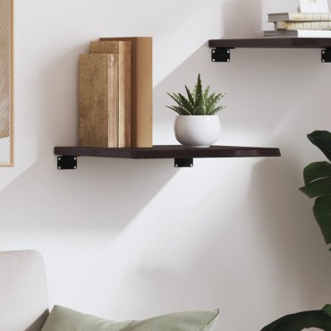 vidaXL Ράφι Τοίχου Σκούρο Καφέ 40x40x2cm Επεξεργ. Μασίφ Ξύλο Δρυός 1 τεμ.