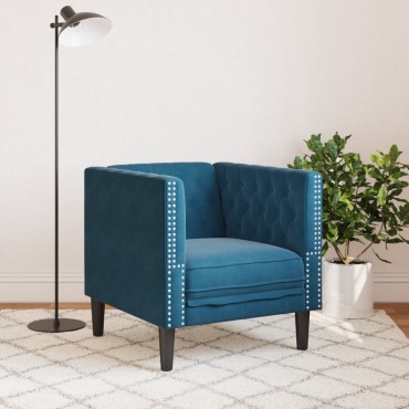 vidaXL Πολυθρόνα Chesterfield Μπλε Βελούδινη 71x74,5x70,5cm 1 τεμ. Γωνιακός