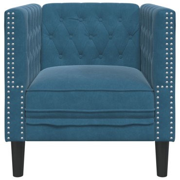 vidaXL Πολυθρόνα Chesterfield Μπλε Βελούδινη 71x74,5x70,5cm 1 τεμ. Γωνιακός