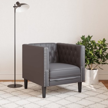 vidaXL Καναπές Chesterfield καρέκλα γκρι από Συνθετικό Δέρμα 71x74,5x70,5cm