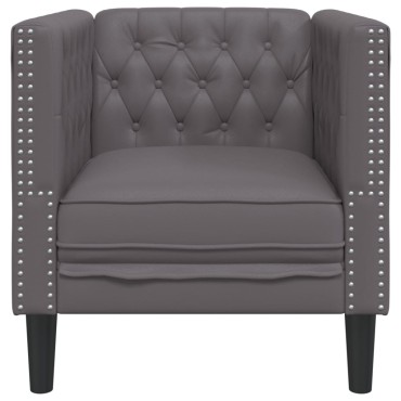 vidaXL Καναπές Chesterfield καρέκλα γκρι από Συνθετικό Δέρμα 71x74,5x70,5cm