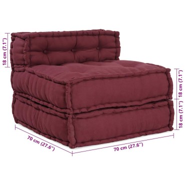 vidaXL Modular Pouffe Maroon 70x70x54 ύφασμα 70x70x54 cm