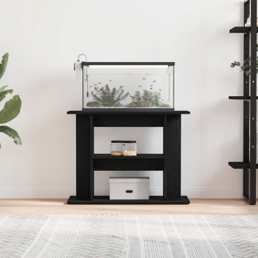 vidaXL Βάση Ενυδρείου Μαύρη Δρυς 80x35x60 εκ. από Επεξεργασμένο Ξύλο