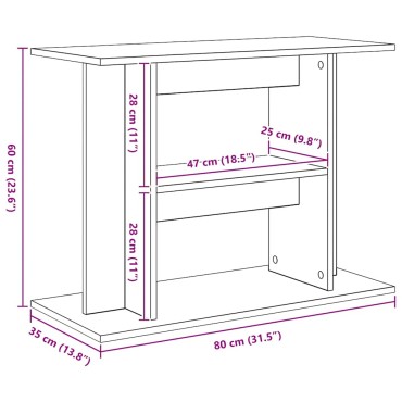 vidaXL Βάση Ενυδρείου Μαύρη Δρυς 80x35x60 εκ. από Επεξεργασμένο Ξύλο