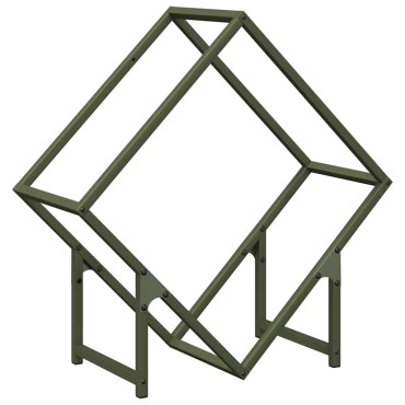 vidaXL Ράφι για καυσόξυλα Ελαιοπράσινο 60x25x60cm Ατσάλι ψυχρής έλασης