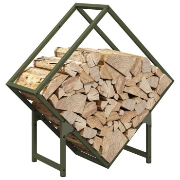 vidaXL Ράφι για καυσόξυλα Ελαιοπράσινο 60x25x60cm Ατσάλι ψυχρής έλασης