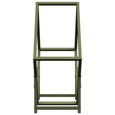 vidaXL Ράφι για καυσόξυλα Ελαιοπράσινο 60x25x60cm Ατσάλι ψυχρής έλασης