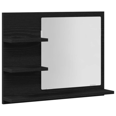 vidaXL Καθρέφτης Μπάνιου Μαύρη Δρυς 60x10,5x45cm Μοριοσανίδα 1 τεμ.