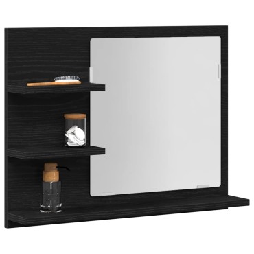 vidaXL Καθρέφτης Μπάνιου Μαύρη Δρυς 60x10,5x45cm Μοριοσανίδα 1 τεμ.