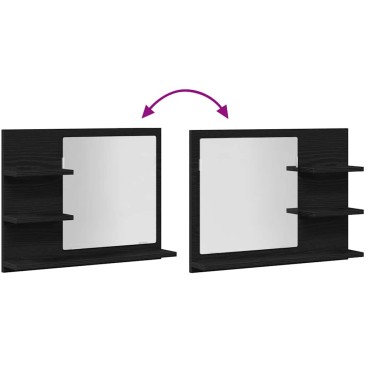 vidaXL Καθρέφτης Μπάνιου Μαύρη Δρυς 60x10,5x45cm Μοριοσανίδα 1 τεμ.