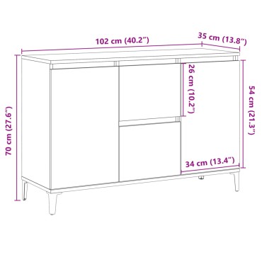 vidaXL Μπουφές Αρτισιανή Δρυς 102x35x70cm από Επεξεργασμένο Ξύλο 1 τεμ.