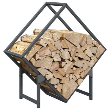 vidaXL Ράφι για καυσόξυλα Ανθρακί 60x25x60 cm Ατσάλι ψυχρής έλασης
