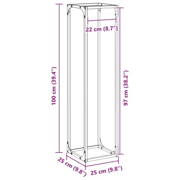 vidaXL Ράφι για καυσόξυλα Ανθρακί 25x25x100 εκ. Ατσάλι ψυχρής έλασης
