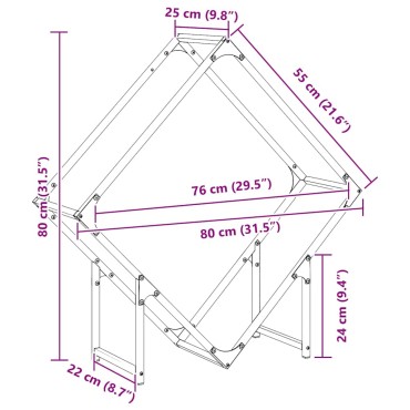 vidaXL Ράφι για καυσόξυλα Μαύρο 80x25x80 εκ. Ατσάλι ψυχρής έλασης