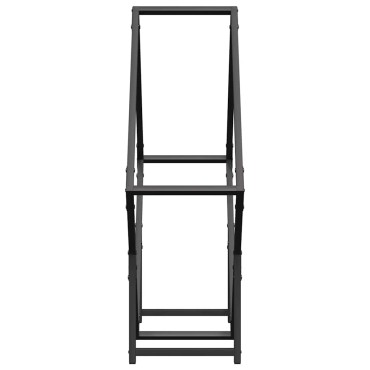 vidaXL Ράφι για καυσόξυλα Μαύρο 80x25x80 εκ. Ατσάλι ψυχρής έλασης