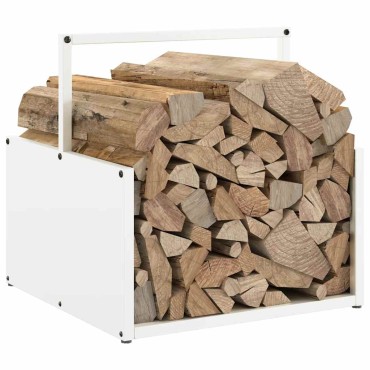 vidaXL Ράφι Καυσόξυλων Λευκό 40x40x40 εκ. Χάλυβας ψυχρής έλασης